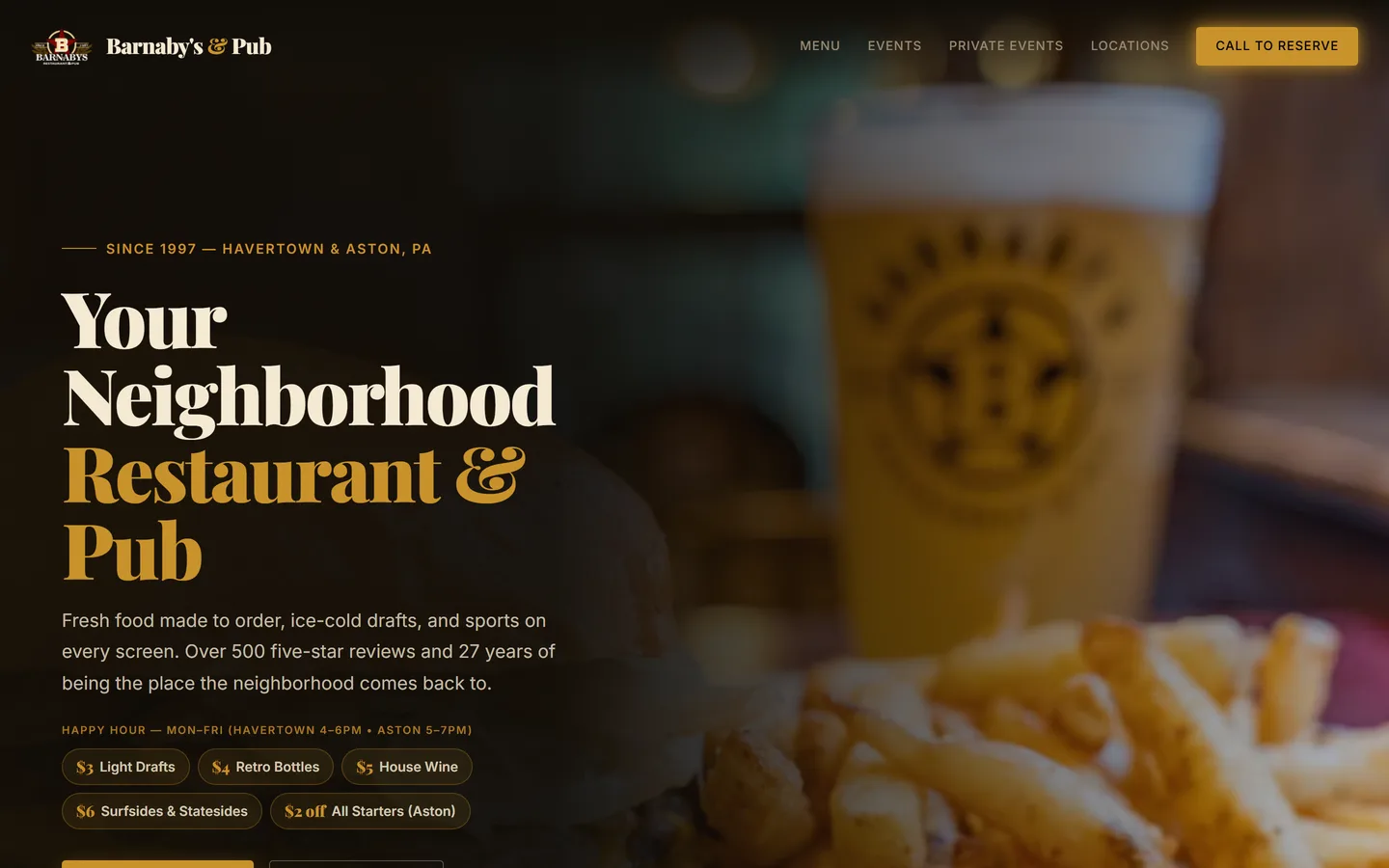 Barnaby's Restaurant & Pub website