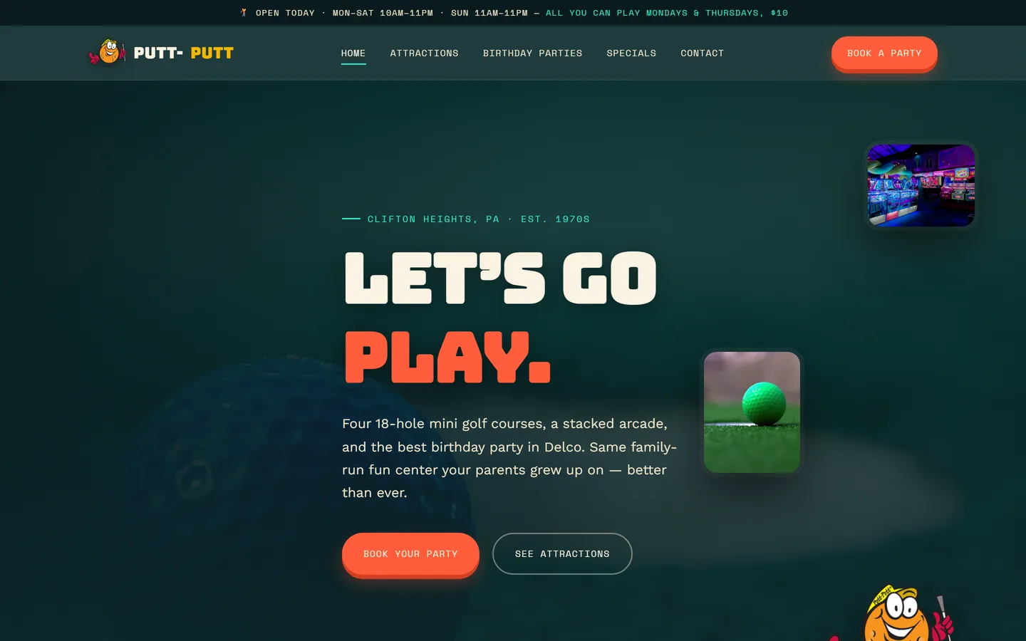 Putt-Putt Fun Center website